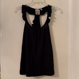 Pout Elegant Black Ruffle Women's Top